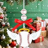 Easter Angel Baseball Ornaments Wooden Hanging Angel Wings Ornament Sport Ball Xmas Tree Decorations for Home Crafts Baseball Lovers Family Holiday Party Supplies