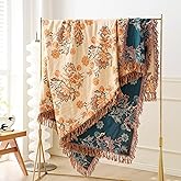 NIFTYLOOM Boho Cotton Throw Blanket - Large Soft All-Season Quilt with Rustic Floral Design for Bed and Couch, Suitable for Living Room and Farmhouse Decor (Gentle Blossom, 80" x 90 ")