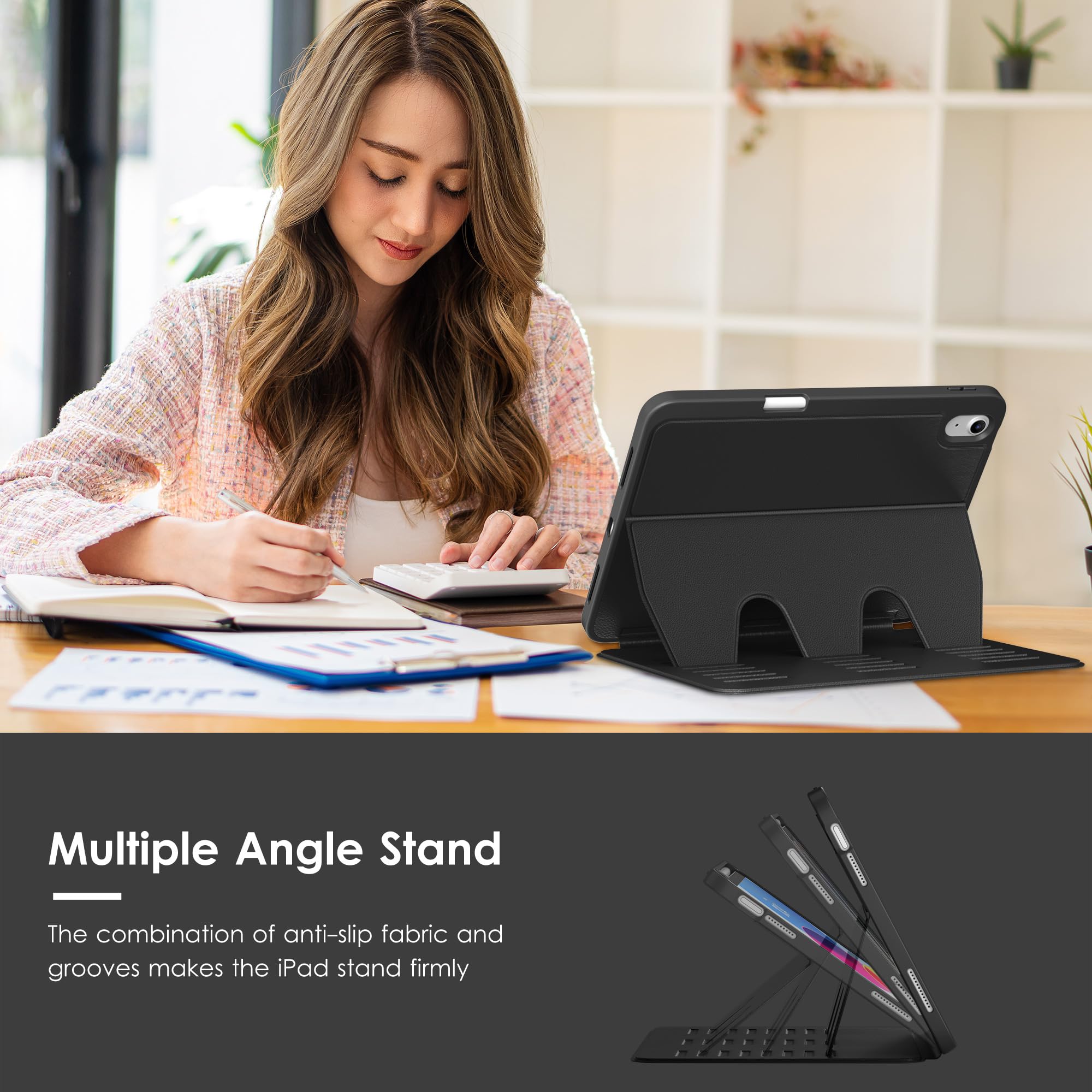 VIKESI Case for iPad (A16) 11-inch 2025 and iPad 10th/11th Generation 10.9 Inch 2022,Multiple Angles Magnetic Stand Cover,Shockproof Back,Pencil Holder,and Auto Sleep/Wake,Black