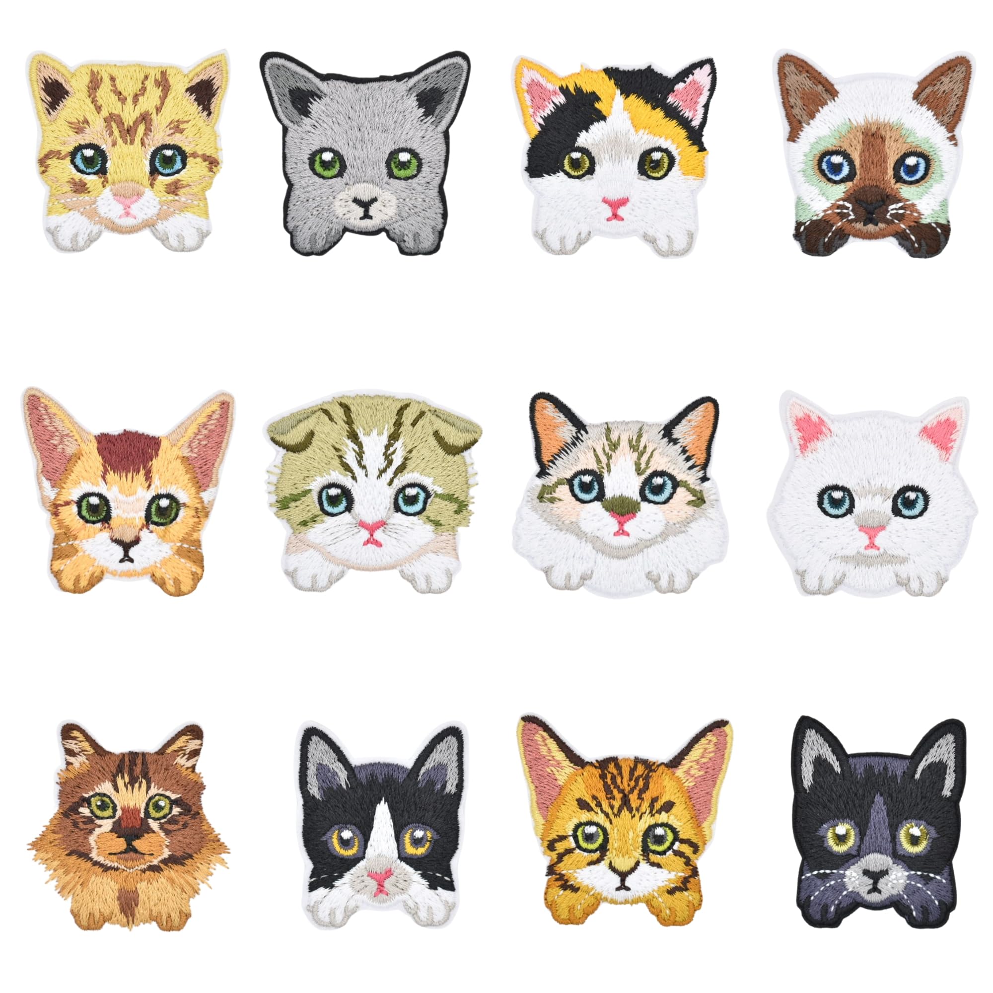 Photo 1 of Cute Embroidered Cat Patches - 12pcs Iron On Patches for Clothes, Jackets, Backpacks - Sew On Patches - Perfect Iron On Patches for Kids - Trendy Jacket & Backpack Patches