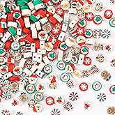 Augshy Christmas Polymer Clay Beads, 300PCS Xmas Heishi Spacer Assorted Santa Claus Snowflakes Snowman Gingerbread Man for Bracelet Necklace Jewelry Making