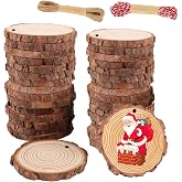 BIBRADAA 32Pcs Natural Wood Slices for Centerpieces 3.5"-3.9",Unfinished Wood Rounds with Pre-drilled Hole and Feet Twine Str