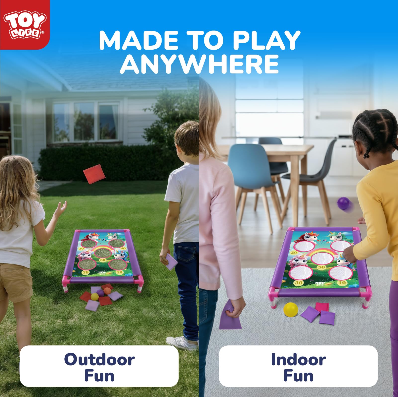 TOY Life Bean Bag Toss Game, Carnival Party Games, Cornhole Set for Kids Outdoor Games, Outside Toys for Kids Ages 4-8, Yard Outdoor Toys for Toddlers 3-5, Gifts for 3 4 5 6 7 Year Old Girls & Boys