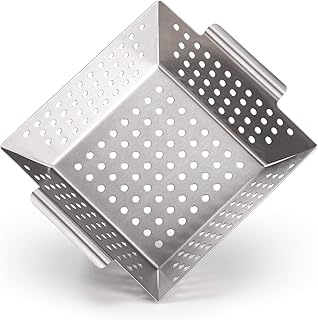 Blumtal Grillkorb aus 100% Edelstahl - perfekt für Grillgemüse, Grillschale geeignet für alle Grillarten, 21 x 21 x 6 cm (Medium)