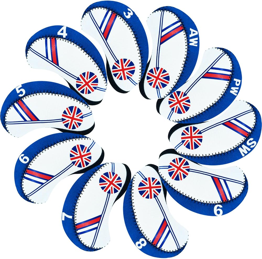 Finger Ten Golf Iron Head Covers Set Navy 10pcs with Numbers