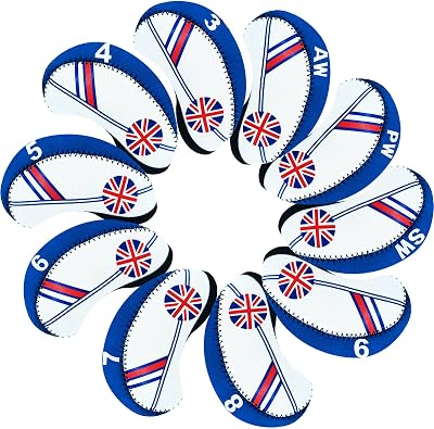 Finger Ten Golf Iron Head Covers Set Navy 10pcs with Numbers
