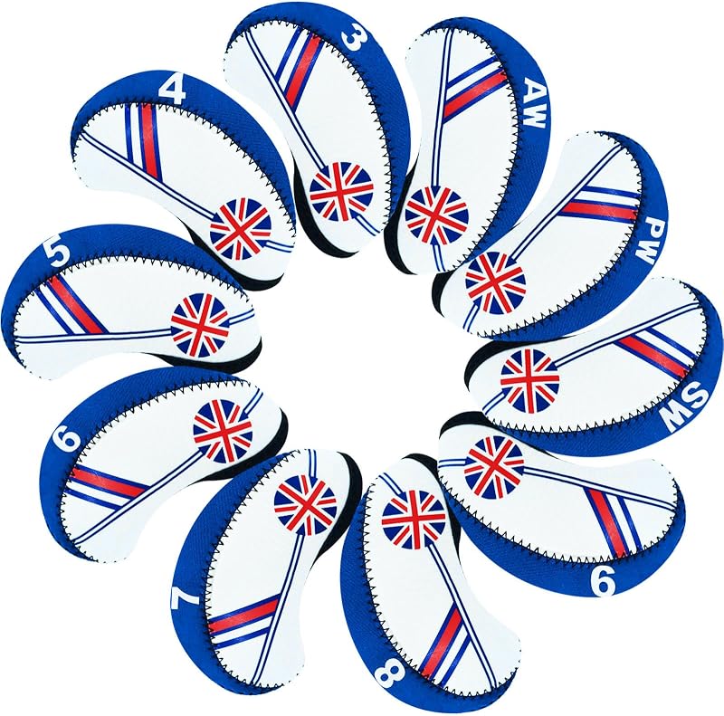Finger Ten Golf Iron Head Covers Set Navy 10pcs with Numbers
