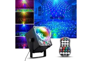 Party Dj Disco Stage Light with Sound Activated and 60 Color Changing, Bietrun Led RGB Laser Rave Flashing Strobe Lights with Remote Control for Parties, Wedding, Dance Floor, Bar, DJ, Birthday, KTV
