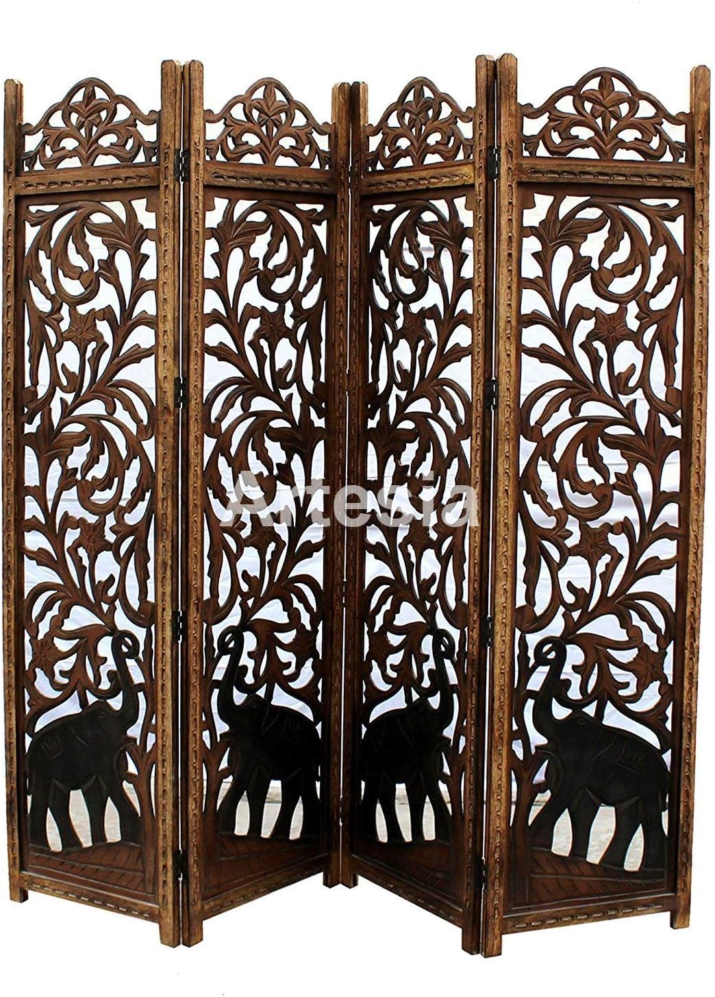 Artesia Handcrafted 4 Panel Room Partition (Brown)