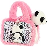 Aurora® Fashionable Fancy Pals™ Zoo Collection Stuffed Animal - Plush with Stylish Purse for Dress Up Fun - Perfect for Kids 3+ Years, Costumes, and Birthdays - Panda 7 Inches
