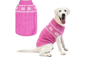 SCIROKKO Warm Winter Pink Dog Sweater - Female Cold Weather Pet Clothes for Small Medium Large Dogs Girl Indoor Outdoor, Soft Classic Knit Puppy Apparel Coat