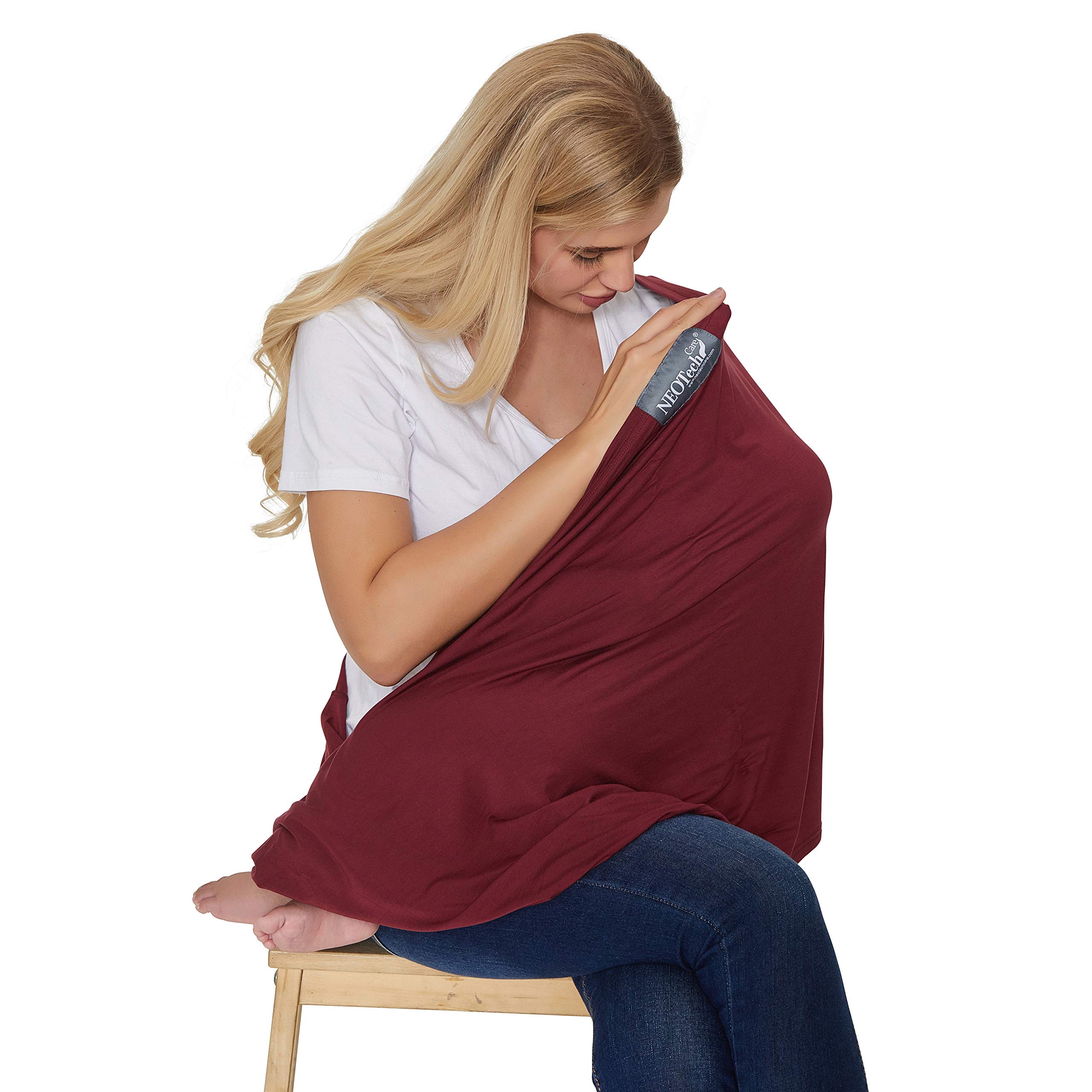 NeoTech care Baby Nursing Cover Breastfeeding Scarf - Soft Fabric - Red Burgundy