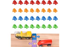 HAIRUNFU 32 Piece Wooden Train Track Accessory Set Compatible with Major Wooden Train Brands Ideal for Christmas or Birthday Gifts for Kids Ages 3 and Up (32 Track Connector)