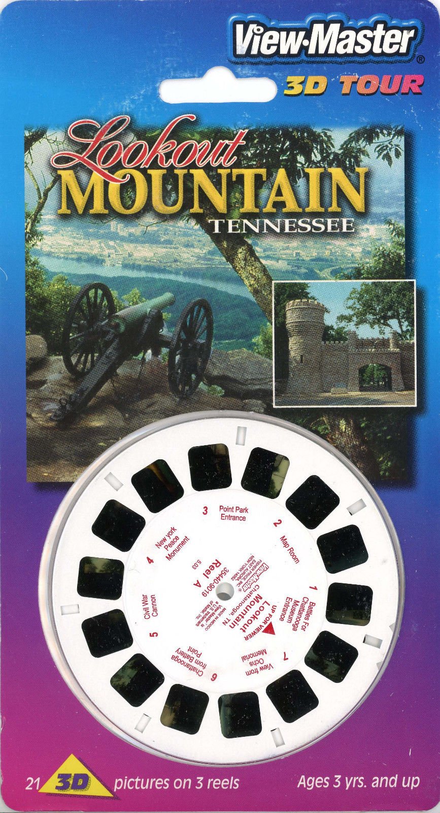 Lookout Mountain, Tennessee - Compatible with ViewMaster - 3 Reels on Card- New - 1980s Views