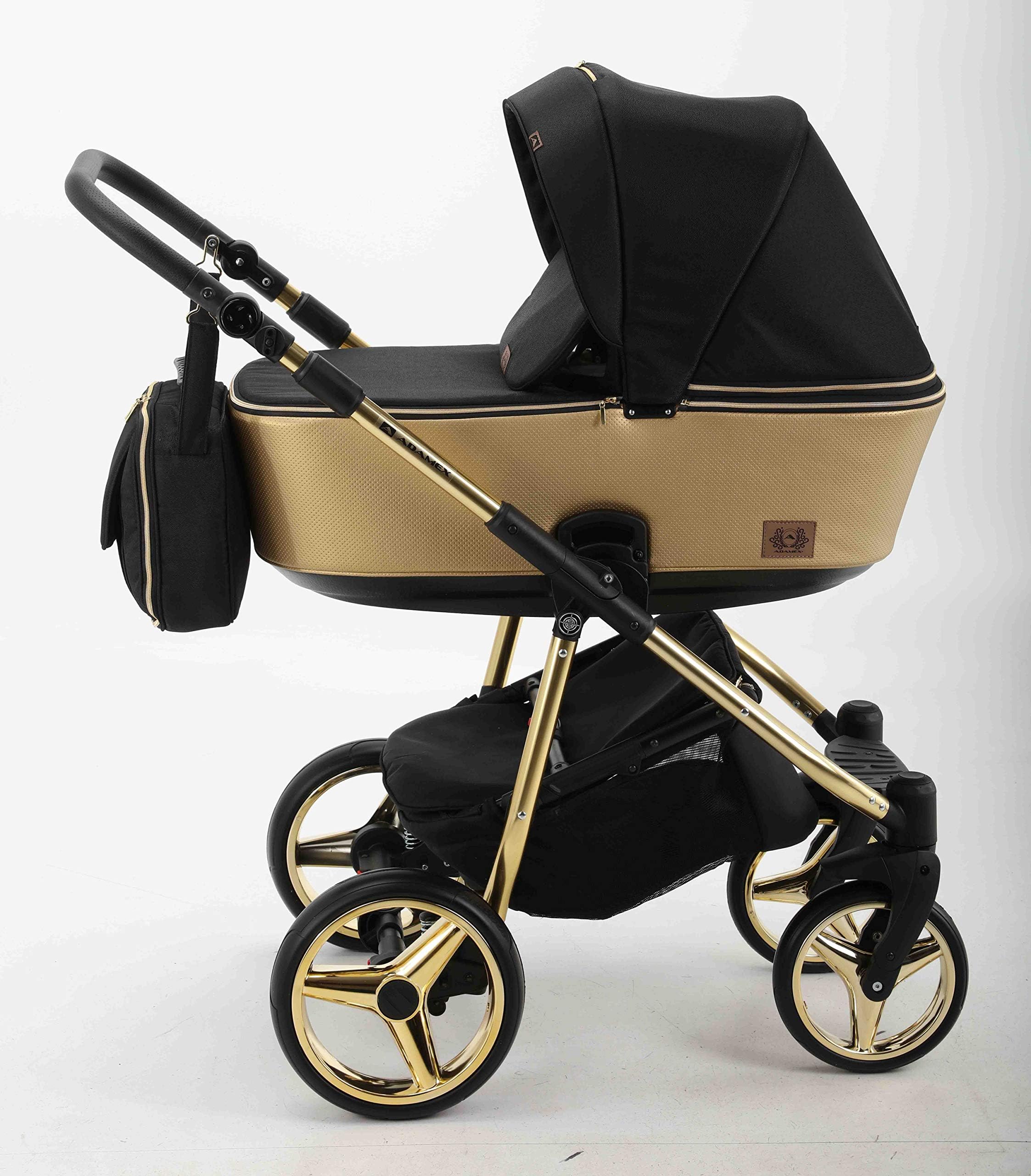 Adamex Reggio, 2in1 pram/Stroller, Black and Gold Edition, Including Much accessoires