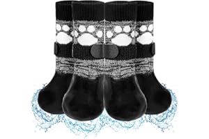 SCENEREAL Anti Slip Dog Boots & Shoes for Hot/Cold Pavement to Prevent Licking, Waterproof Dog Socks Paw Protectors for Small Medium Large Dogs, Traction Control on Hardwood Floor for Senior Dog, M