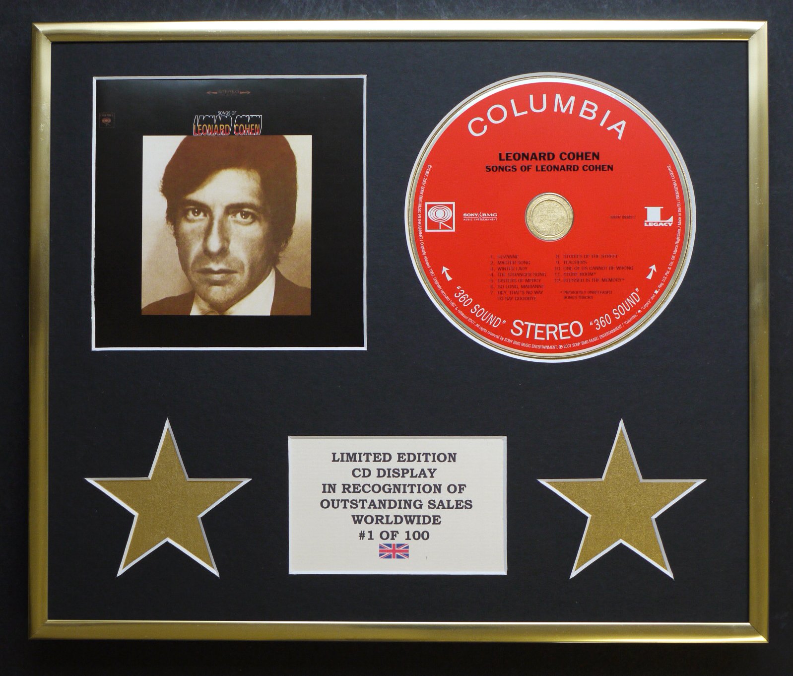 LEONARD COHEN/CD DISPLAY/LIMITED EDITION/COA/SONGS OF
