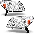 ADCARLIGHTS Headlight Assembly for Toyota 4Runner 2003 2004 2005 Chrome Housing Amber Reflector Headlamp Replacement Pair