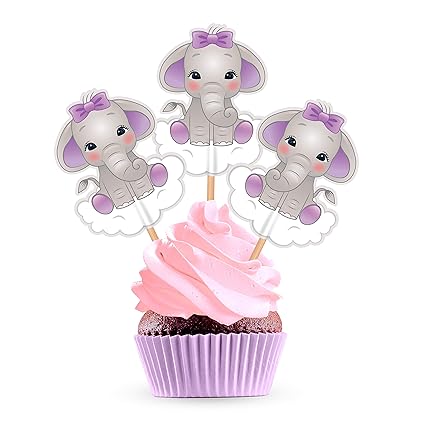 purple elephant baby shower cake