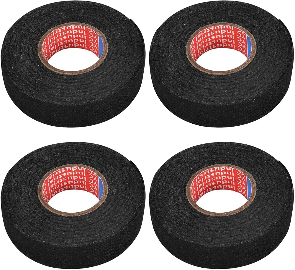 Disnace Flame Retardant Car Wiring Harness Fabric Tape 4 Rolls 19mm x 15m Black