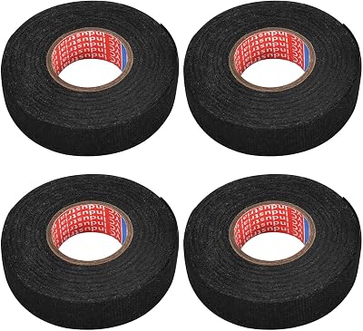 Disnace Flame Retardant Car Wiring Harness Fabric Tape 4 Rolls 19mm x 15m Black