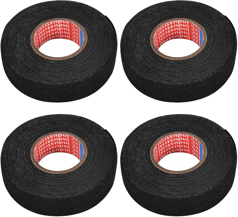 Disnace Flame Retardant Car Wiring Harness Fabric Tape 4 Rolls 19mm x 15m Black