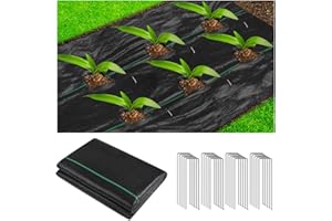 Duerer 4ftx100ft Weed Barrier Landscape Fabric Heavy Duty 3.2oz Woven Weed Control Block Ground Cover Mat for Yards, Patios, Garden Bed, Commercial Landscaping, Pathways with 30pcs U-Shaped Stakes