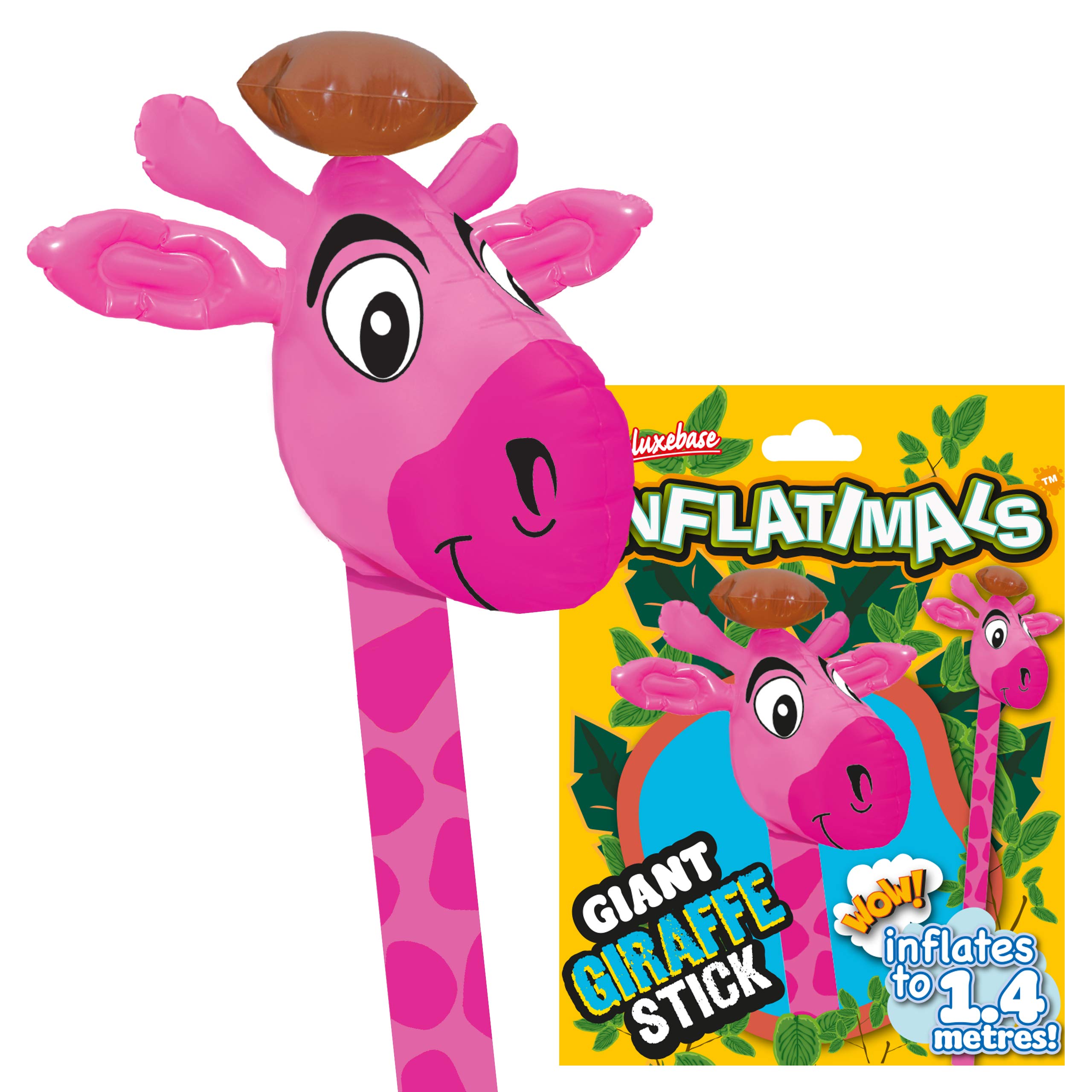 Inflatimals - Pink Giraffe from Deluxebase, Large Inflatable Animal Toy Balloon Stick, Pink Birthday Decoration & Festival Balloons, Kids Party Supplies and Accessories, Fun Novelty Gifts.