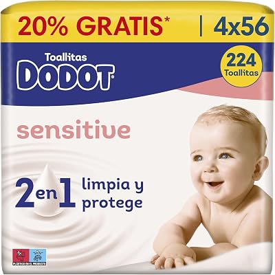 Sensitive Baby Wipes - Pack of 4 x 56 Wipes - Total: 224 Wipes