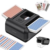 KPAW Card Shuffler - 1-2 Decks Manual/Auto, Bottom Card Tray, Rechargeable | One-Press Shuffling, Automatic, Portable, Low Noise, for Various Playing Cards