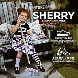 FOOTMATES Sherry Mary Jane Hook and Loop Leather
