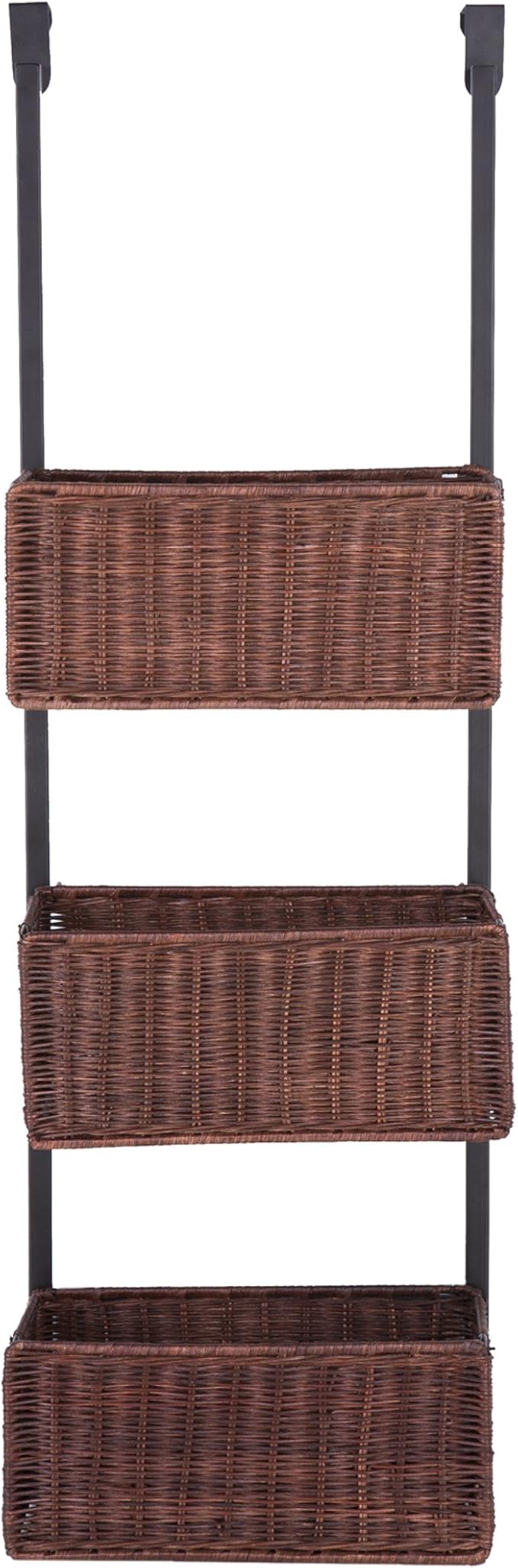 amazon storage baskets on Amazon Com Sei Furniture Over The Door 3 Tier Woven Basket Storage Espresso With Black Furniture Decor