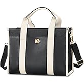 Jetviivid Lunch Tote Bag for Women, PU Leather Lunch Bag with Tablet Compartment for Work, Ladies Thermal Lunch Box for 13'' iPad Tablet, Leakproof Fashion Cooler Bag, Black