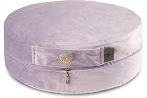 Florensi Adjustable Meditation Cushion (16"x16"x5"), Large Velvet Meditation Pillow, Premium Yoga Pillow for Women and Men, Yoga Cushion, Buckwheat Meditation Cushions, Adjustable Height - Purple