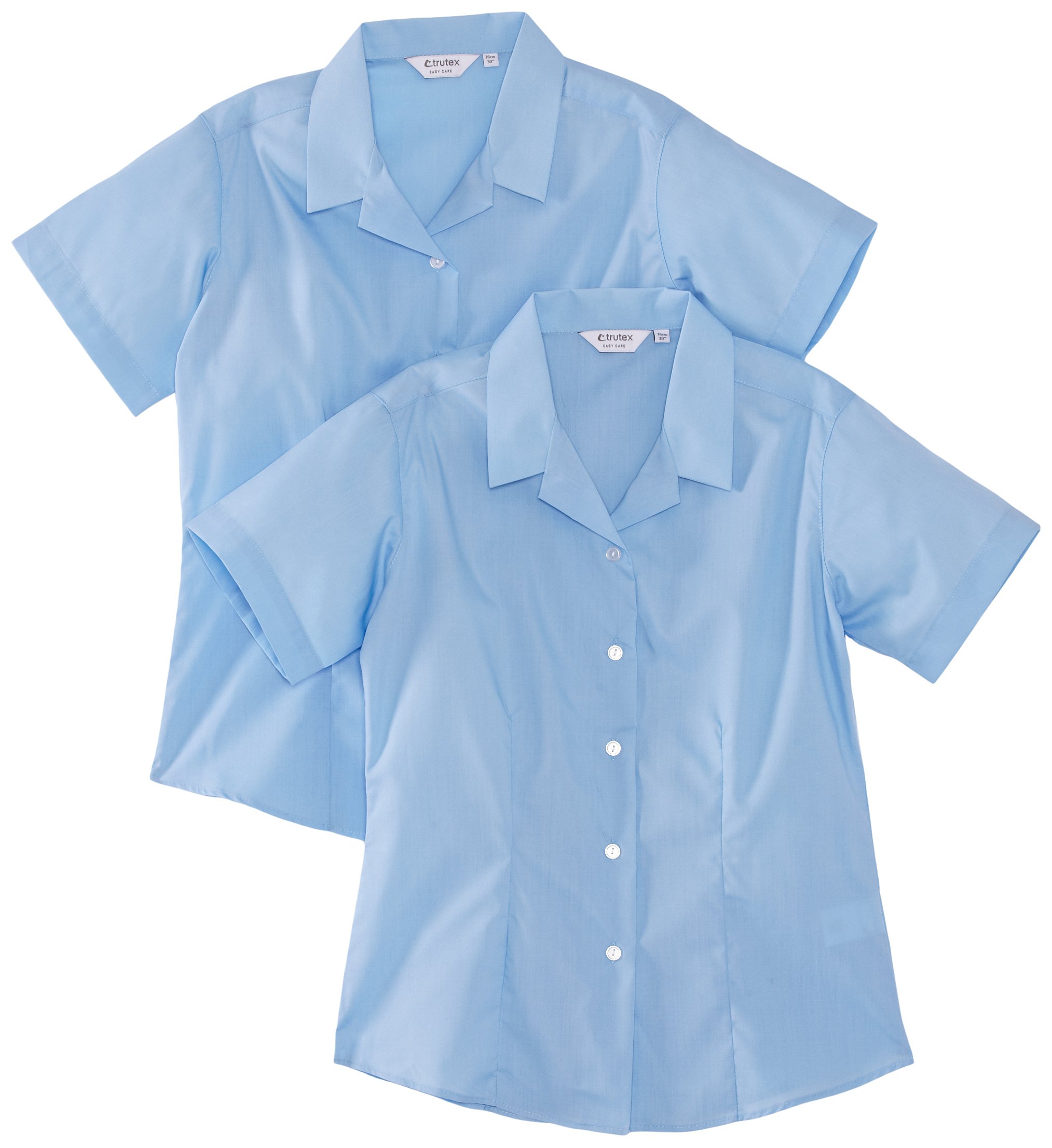 Trutex Girl's, 2 pack, Fitted Easy Care Plain Blouse, Blue, 16+ Years (Manufacturer Size: 42" Chest)
