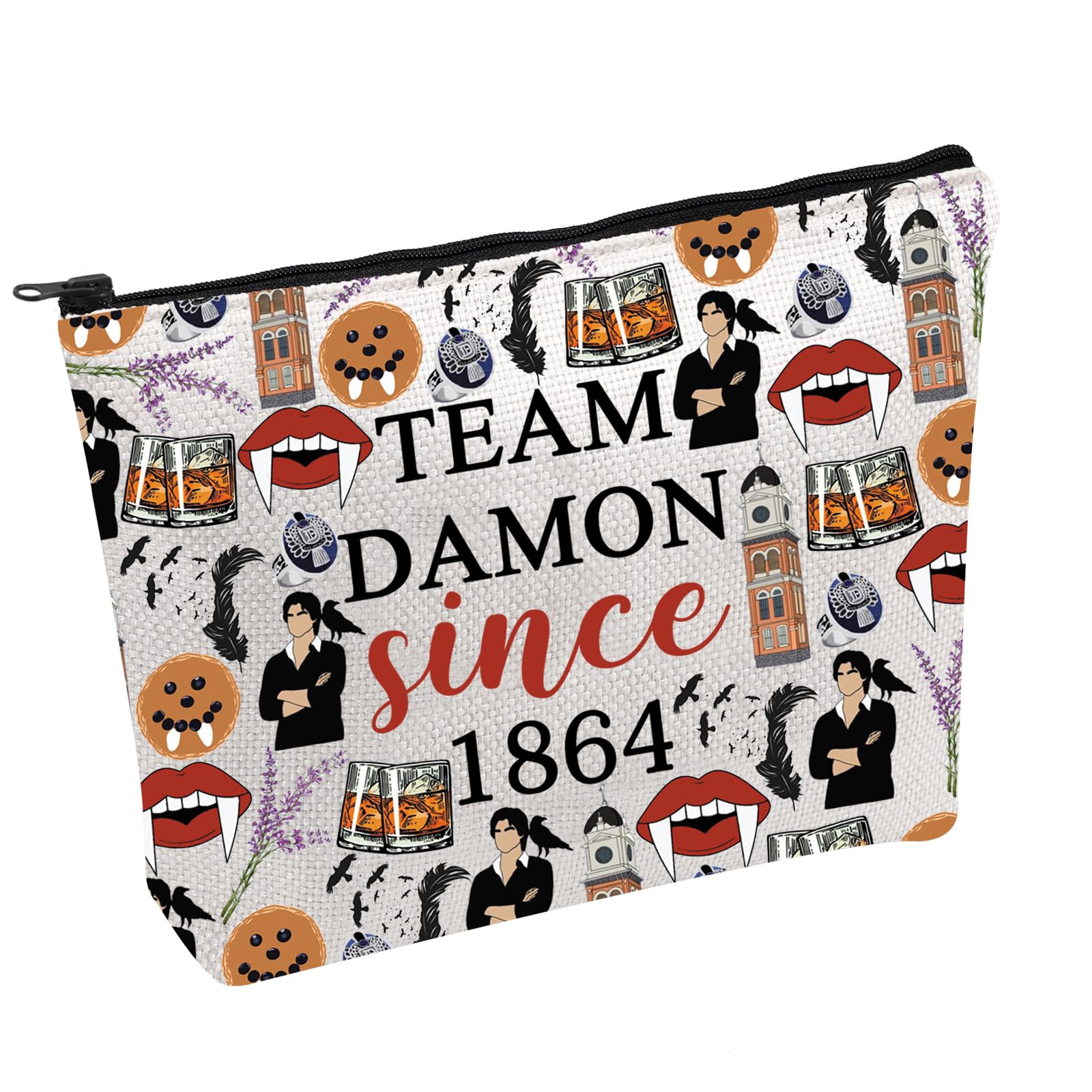 Vampire TV Show Makeup Bag Team Damon Since 1864 Cosmetic Bag Damon Cosmetic Bag Vampire Fans Gift (Team Damon B)
