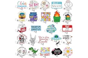 Feifeiya 24 Pcs Funny Badge Reel Nurse Cute Retractable Name ID Clip Badge Holder for Doctor Student Medical Assistant Coworker Work Accessories Bulk Gifts(Funny Style)