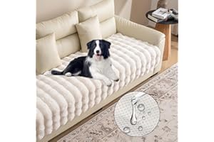 SNUGGLESINTO Dogs/Cats Bed Mats, Dog Pad Washable Removable Couch Cover with Anti-Slip Back, Plush Long Fur Mat, Perfect for Small, Medium and Large Dogs.(White-Bubble, 30"x70")