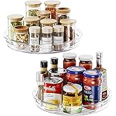 LAMU 2 Pack Lazy Susan Organizer 9.25 inch Lazy Susan Turntable for Cabinet, Rotating Spice Organization for Cabinet, Kitchen, Table Top, Countertop, Pantry Fridge Organizers and Storage, Clear