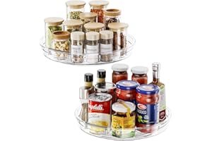 LAMU 2 Pack Lazy Susan Cabinet Organizer, 9.25 inch Lazy Susan Turntable for Cabinet, Rotating Spice Organization for Cabinet