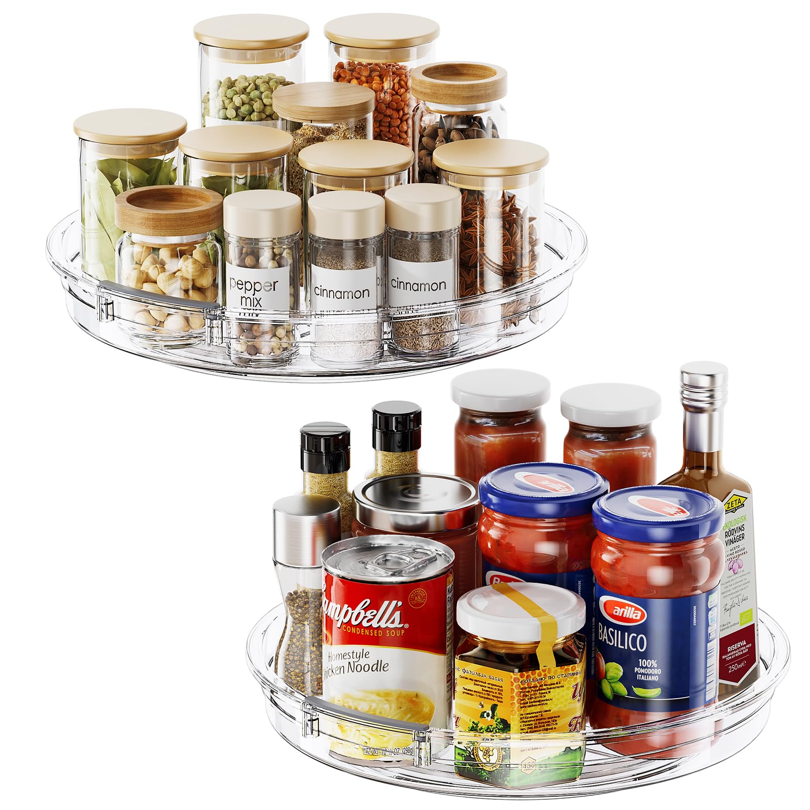 Photo 1 of LAMU 2 Pack Lazy Susan Organizer 9.25 inch Lazy Susan Turntable for Cabinet, Rotating Spice Organization for Cabinet, Kitchen, Table Top, Countertop, Pantry Fridge Organizers and Storage, Clear