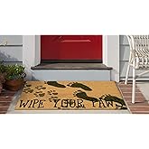 Liora Manne Natura Cute Dogs Wipe Your Paws Natural Outdoor Welcome Coir Door Mat, 1'5" x 2'6"
