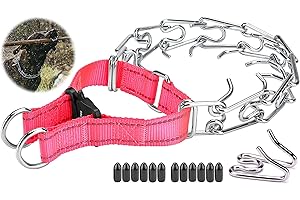 DEYACE Dog Training Collar with Quick-Release Buckle, Adjustable Stainless Steel Collar for Small Medium Large Dogs (Pink, M/L Neck Girth 14.5"-18.6")