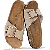 Project Cloud 100% Genuine Leather Sandals Women Dressy Beach Essentials Slides for Women Footwear - Lightweight with Memory Foam Insole Sandals for Women 2026 - Womens Slides