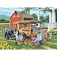Bits and Pieces - 300 Piece Jigsaw Puzzle for Adults - 18" x 24" - Shop at Home - 300 pc Large Piece Family Farm Vegetable Stand Jigsaw by John Sloane