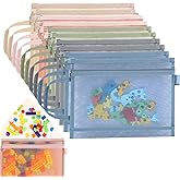 10 Packs Toy Storage Bags, Colored Toy Organizing Bag, 2Layers Mesh Zipper Pouch, for Building Blocks, Puzzles, Board Games Storage and Organization (A4)