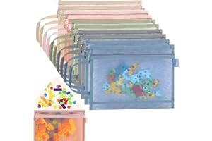 10 Packs Toy Storage Bags, Colored Toy Organizing Bags, 2Layers Mesh Zipper Bags, for Building Blocks, Puzzles Games Storage 