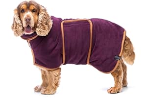 Lucky Pooch Luxurious Dog Bathrobe - Double Layer Dog Robe - Dog Drying Coat Dries Your Dog in Minutes, Super Absorbent Dog Bath Towel & Ultra Soft Dog Bath Robe in 1 Dog Towel Robe (XL, Plum)