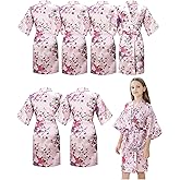 MEEYI 6Pcs Girls Silky Robes Birthday Girl Spa Party Wedding Bridal Party Flower Girl Robe Kimono