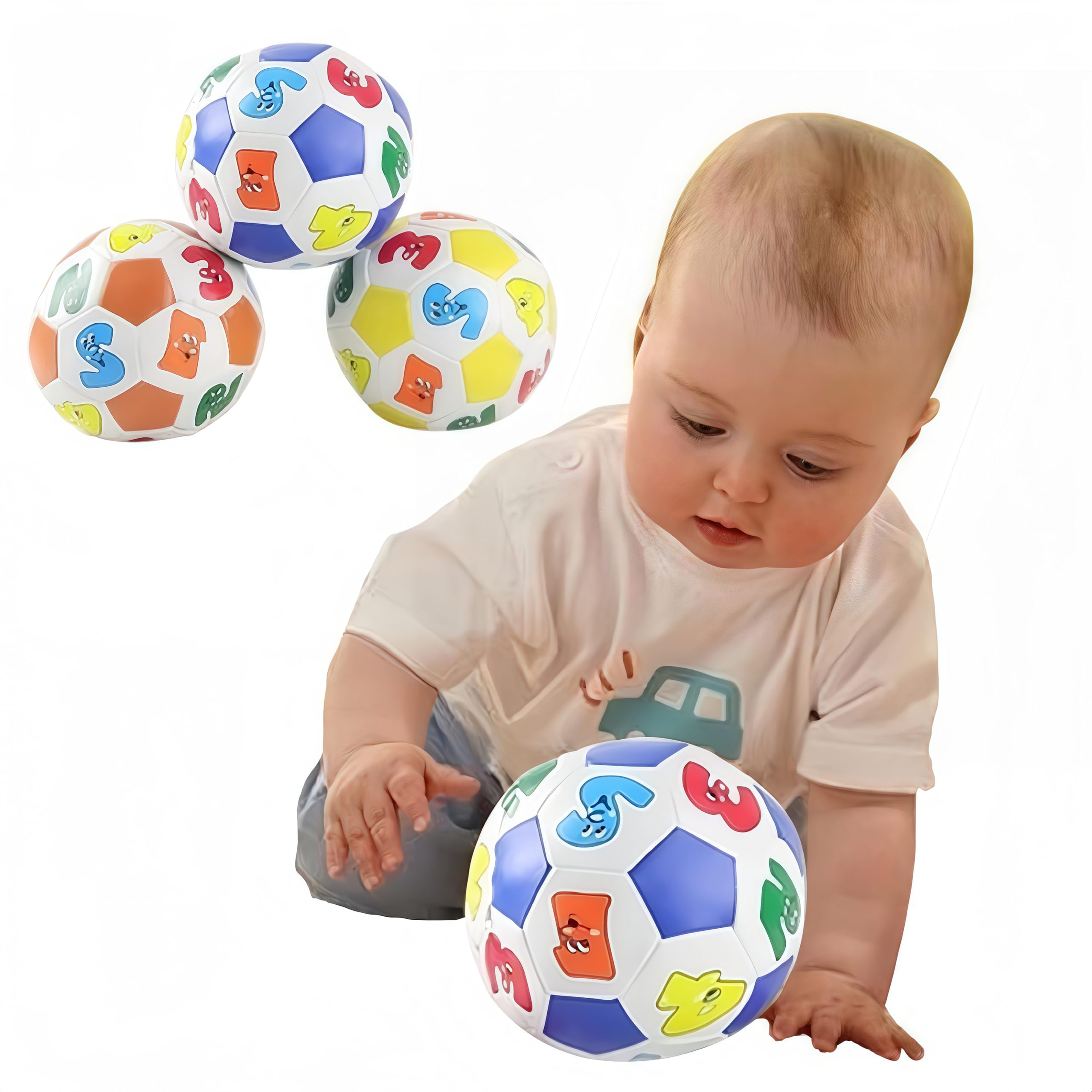 FORUMALL Children Kids Educational Toy Baby Learning Colors Number Rubber Ball Plaything (10CM)